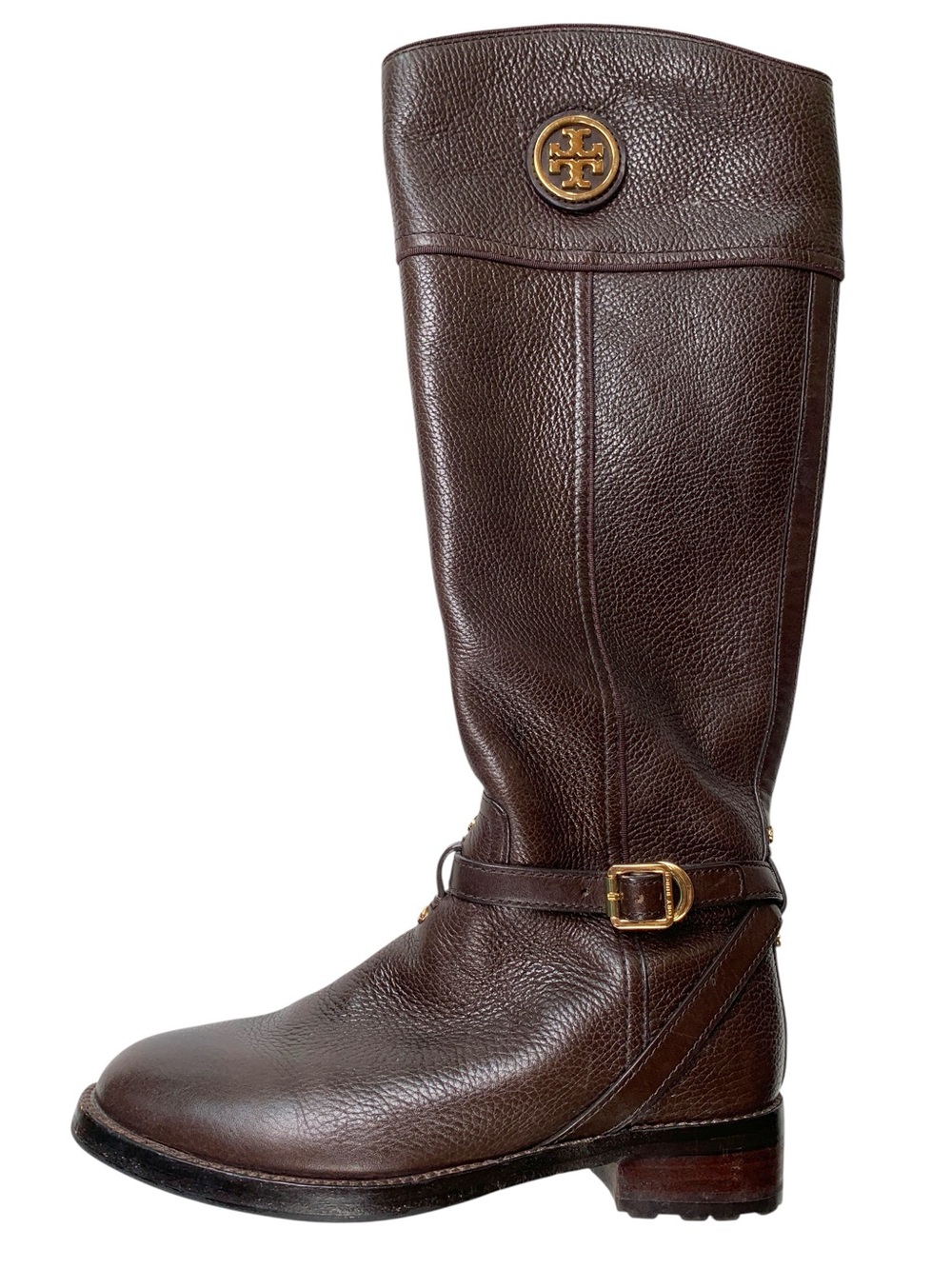Tory Burch Teresa Brown Pebbled Leather Riding Boots Women’s Size 8